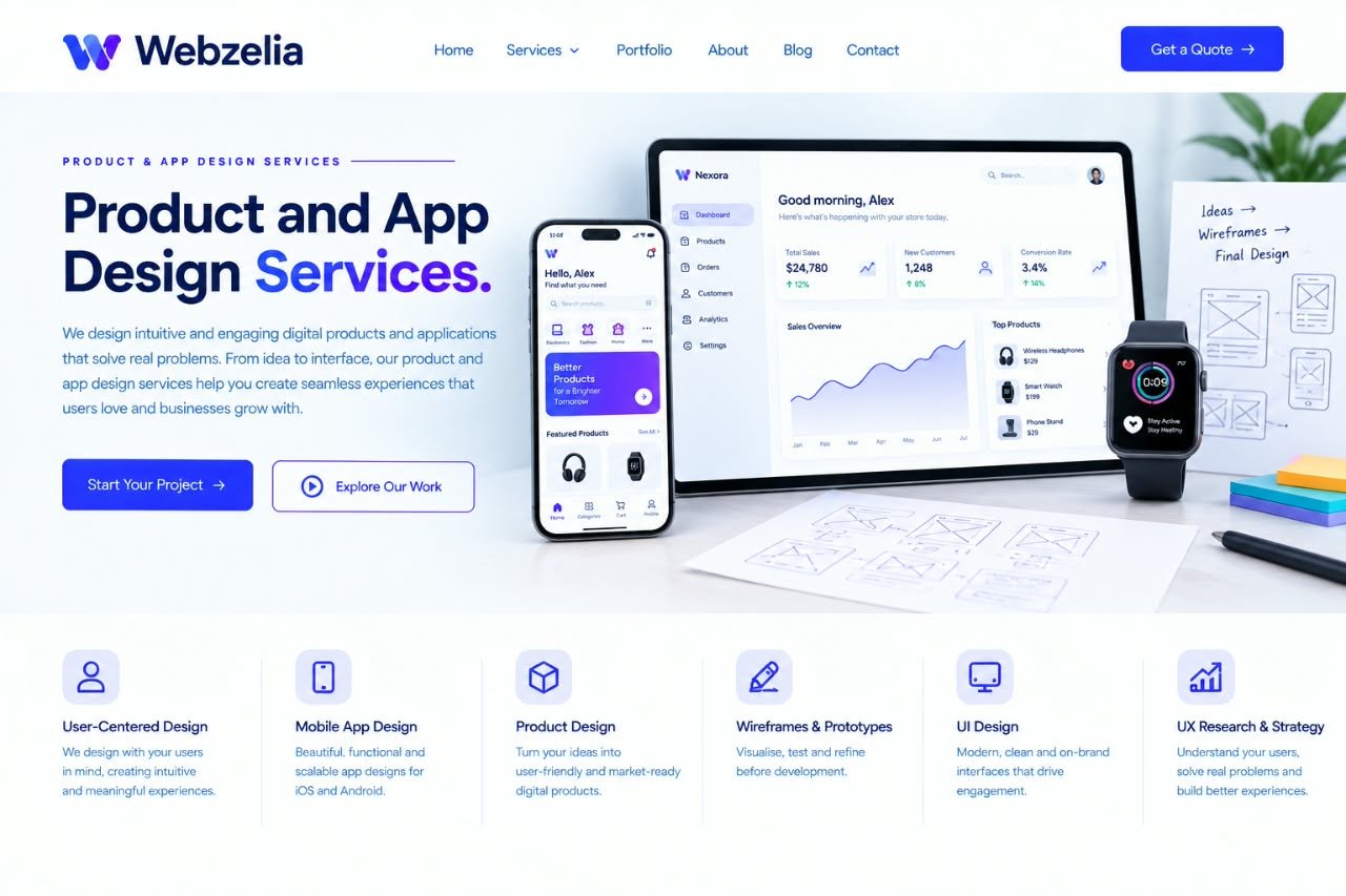 Product and app design services by Webzelia
